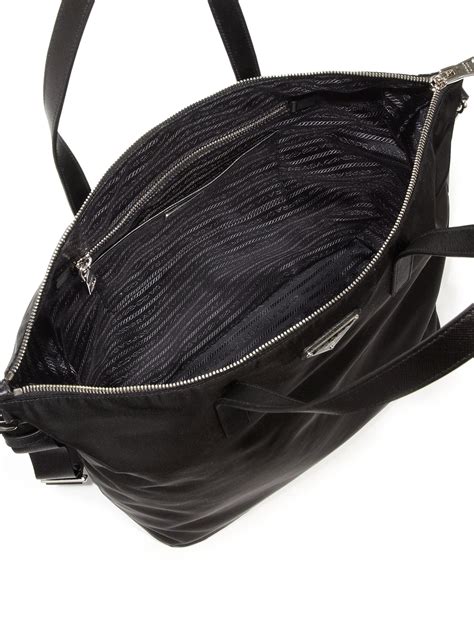 prada large nylon zip tote with strap